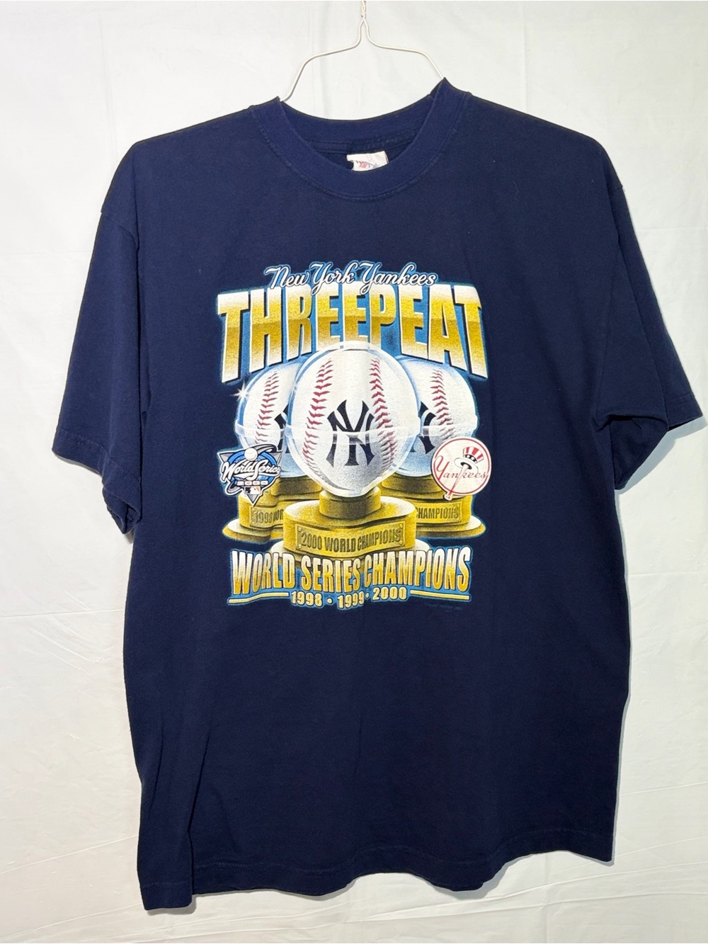 Majestic Navy Graphic Cotton Crewneck Tee